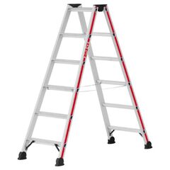  Steigtechnik Bestseller Hymer Stufenstehleiter, beidseitig begehbar , 2x5 Stufen, Länge 1,28 m 12378642