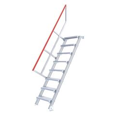  Stationäre Treppen, Überstiege und Podesttreppen Hymer Ortsfeste Treppe ohne Plattform, Treppenneigung 60°, Stufenbreite 800 mm, 9 Stufen, Standhöhe 2,50 m 12379234