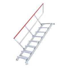  Stationäre Treppen, Überstiege und Podesttreppen Hymer Ortsfeste Treppe ohne Plattform, Treppenneigung 45°, Stufenbreite 1000 mm, 11 Stufen, Standhöhe 2,35 m 12379145