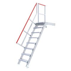  Stationäre Treppen, Überstiege und Podesttreppen Hymer Ortsfeste Treppe mit Plattform , Treppenneigung 60°, Stufenbreite 600 mm, 5 Stufen, Standhöhe 1,25 m 12379143