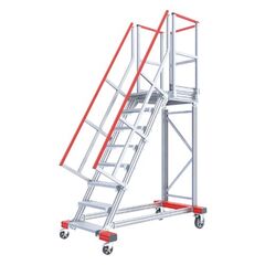  Stationäre Treppen, Überstiege und Podesttreppen Hymer Fahrbare Plattformtreppe, Treppenneigung 60°, Stufenbreite 1000 mm, 6 Stufen, Standhöhe 1,75 m 12379175