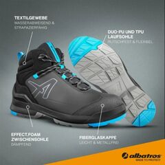  Sicherheitsstiefel Albatros TARAVAL BLACK/BLUE MID S3L schwarz-blau, 44 12466124