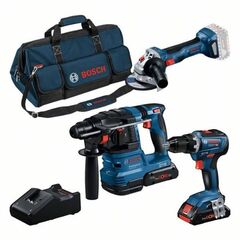  3-tlg. Set Bosch Combo Kit 3-tlg. 18V: GSR 18V-55/GWS 18V-7/GBH 18V-22, 2x Akku, Schnellladegerät 12466148