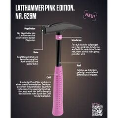  620M Picard Latthammer - Zimmermannshammer Pink Edition Nr. 626 M, glatt, 600 g, 320 mm 124466361