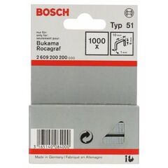  Flachdrahtklammern, Typ 51 Bosch Flachdrahtklammer Typ 51, für Druckluftnagler/Drucklufthefter 12375066