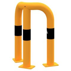  Absperrpfosten Rammschutzbügel 90° gleichschenklig Stahlrohr Ø 76 mm gelb / schwarz Gesamtbreite: 350 mm Höhe Überflur: 1150 mm 12467284