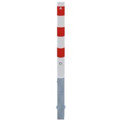  Ø89mm bis Ø273mm Absperrpfosten Ø 89 x 2,9 mm herausnehmbar mit Dreikantverschluss feuerverzinkt, weiß beschichtet mit drei rot reflektierenden Leuchtstreifen ohne Öse 12450547