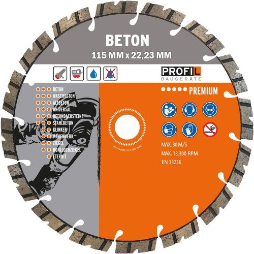  Diamanttechnik Bestseller PROFIL Diamantscheibe für Beton 115 x 22,23 mm 12449334