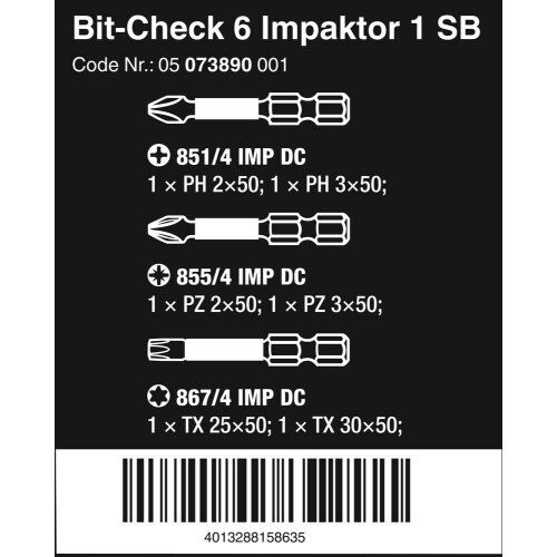  Bit-Checks Impaktor Bit-Check 6 Impaktor 1 SB, 6-teilig 12454990