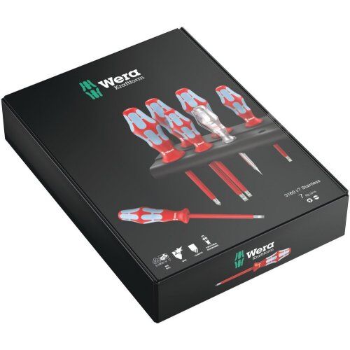  Kraftform Edelstahl Schraubendreher VDE 3160 i/7 Schraubendrehersatz, Edelstahl + Rack, 7-teilig 12453189