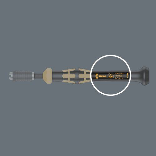  Serie 7400 Kraftform Drehmomentschraubendreher - Mit voreingestelltem Drehmoment. 1460 Kraftform Micro ESD voreingestellte, einstellbare Drehmomentschraubendreher (0,02-0,11 Nm) mit Schnellwechselfutter, art.no.1461ESDx0,050N m 12455391