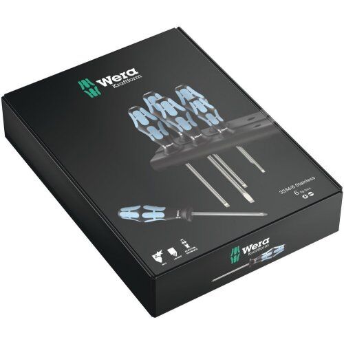  Kraftform Edelstahl Schraubendreher 3334/6 Schraubendrehersatz, Edelstahl + Rack, 6-teilig 12452394