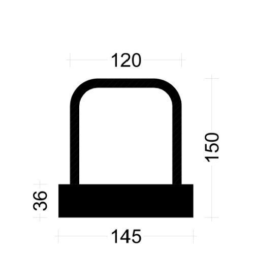  PLEXUS Bügelleiste Bügelbreite 12 cm PLEXUS Bügelleiste BK101012E 10mm, s=10cm, b=12cm, Typ"B" h=15cm, lü=39cm, Boxbreite=14,5cm Boxhöhe=36mm, L=125cm  PVC-Deck 12445687