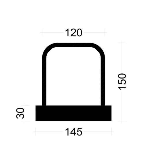  PLEXUS Bügelleiste Bügelbreite 12 cm PLEXUS Bügelleiste BK081012E 8mm, s=10cm, b=12cm, Typ"B" h=15cm, lü=32cm, Boxbreite=14,5cm Boxhöhe=30mm, L=125cm  PVC-Deck 12445679