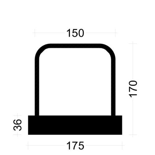  PLEXUS Bügelleiste Bügelbreite 15 cm PLEXUS Bügelleiste BK122015E 12mm, s=20cm, b=15cm, Typ"B" h=17cm, lü=46cm, Boxbreite=17,5cm Boxhöhe=36mm, L=125cm  PVC-Deck 12445698