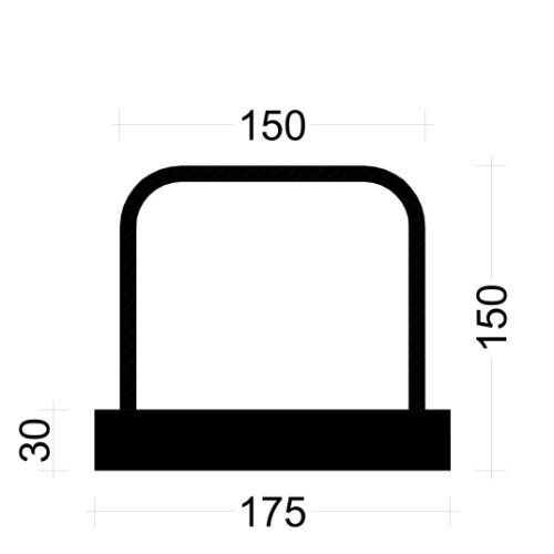  PLEXUS Bügelleiste Bügelbreite 15 cm PLEXUS Bügelleiste BK081015E 8mm, s=10cm, b=15cm, Typ"B" h=15cm, lü=32cm, Boxbreite=17,5cm Boxhöhe=30mm, L=125cm  PVC-Deck 12445697