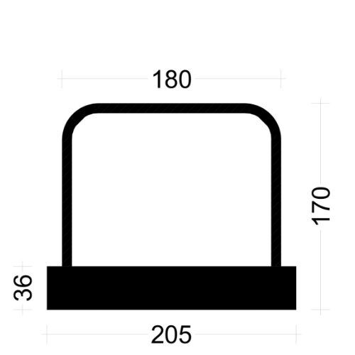  PLEXUS Bügelleiste Bügelbreite 18 cm PLEXUS Bügelleiste B122018E 12mm, s=20cm, b=18cm, Typ"B" h=17cm, lü=46cm, Boxbreite=20,5cm Boxhöhe=36mm, L=125cm, Blechdeckel BST500 12445710