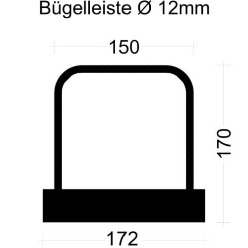  PYRAPLEX Bügelleiste Bügelbreite 15 cm PYRAPLEX Bügelleiste BKV122015E 12mm, s=20cm, b=15cm, Typ"B" h=17cm, lü=46cm, Boxbreite=17,2cm Boxhöhe=36mm, L=125cm  PVC-Dec 12445758