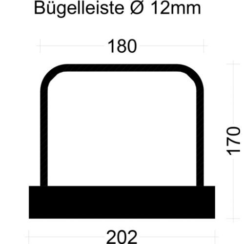  PYRAPLEX Bügelleiste Bügelbreite 18 cm PYRAPLEX Bügelleiste BKV121518E 12mm, s=15cm, b=18cm, Typ"B" h=17cm, lü=46cm, Boxbreite=20,2cm Boxhöhe=36mm, L=125cm  PVC-Dec 12445768