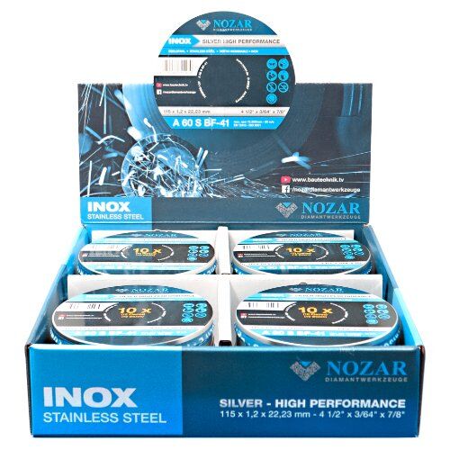  Trennscheibe Inox Profi Line Nozar Trennscheibe Inoxflach, 115 x 1,2 x 22,23mm, Metallbox a.10 Stück 12446048