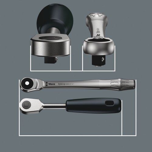  Knarren Wera 8100 SC 7 Zyklop Metal-Knarrensatz, Durchsteckvierkant, 1/2"-Antrieb, metrisch, 28-teilig 12451905