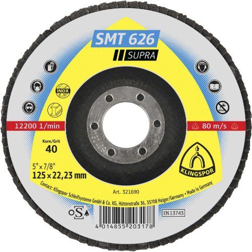  SMT 626 Schleifmopteller Klingspor SMT 626 Schleifmopteller 125 x 22,23 mm Korn 40 gewölbt 12458035