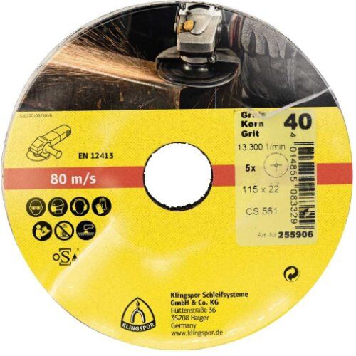  Klingspor Fiberscheiben CS 561 Sternloch CS 561 Fiberscheiben 125 x 22 mm Korn 40 Sternloch SB-verpackt in Folie 12458169