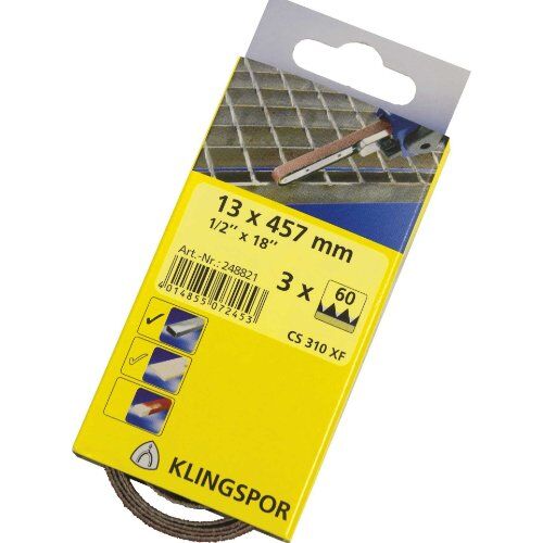  KLINGSPOR Feilenband CS 310 XF für Edelstahl, Metall Univ., NE-Metall, Stahl CS 310 XF Bänder 13 x 457 mm Korn 60 F4G SB-verpackt im Reiter 12458457