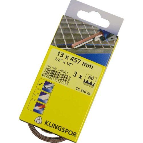  KLINGSPOR Feilenband CS 310 XF für Edelstahl, Metall Univ., NE-Metall, Stahl CS 310 XF Bänder 13 x 457 mm Korn 60 F4G SB-verpackt im Reiter 12458457