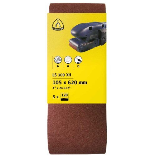  KLINGSPOR Schleifband LS 309 XH für Metall, Holz, Farbe, Lack LS 309 XH Hobbänder 75 x 457 mm Korn 100 F5 SB-verpackt im Reiter 12458743