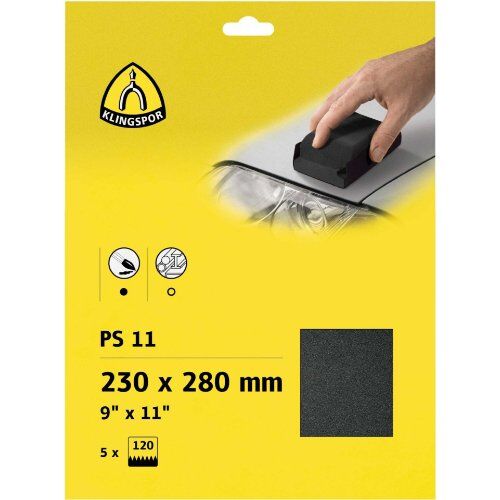  KLINGSPOR Schleifpapier PS 11 C Bogen wasserfest 230 x 280 mm PS 11 C Bogen wasserfest 230 x 280 mm Korn 120 SB-verpackt im Reiter 5er Pack 12458861