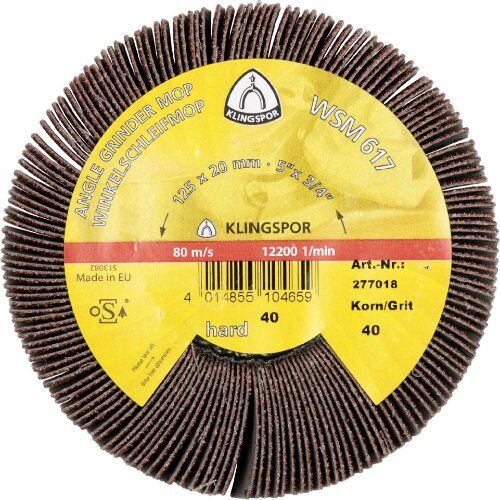  KLINGSPOR Schleifmoprad WSM 617 für Stahl, Edelstahl, Farbe, Kunststoff, Holz WSM 617 Schleifmopräder 125 x 20 mm Korn 80 Gewinde M 14 12459864
