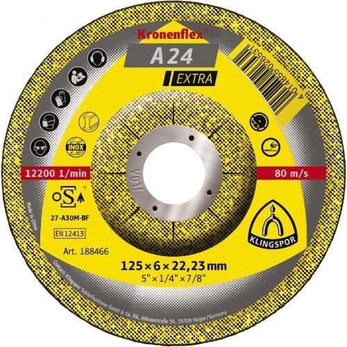  Schruppschleifscheibe Schruppscheibe A24 Extra 125x6mm gekr. Klingspor 12457683