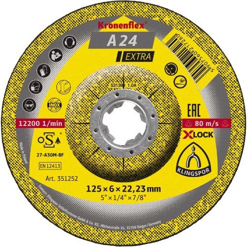  Schruppschleifscheibe A 24 EX Schruppscheiben X-LOCK, 125 x 6 x 22,23 mm gekröpft 12460519