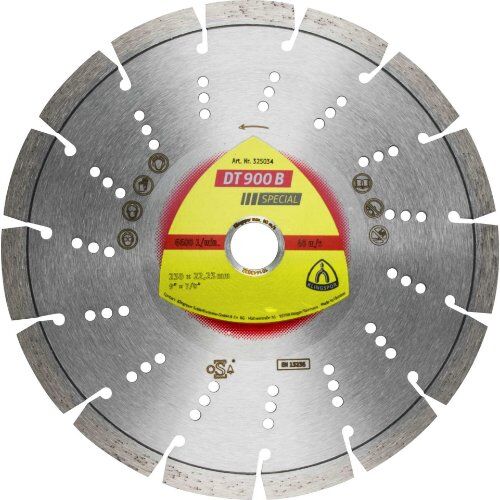  Klingspor Special DT 900 B Diamanttrennscheiben DT 900 B Diamanttrennscheiben 230 x 2,6 x 22,23 mm 15 Segmente 42 x 2,6 x 12 mm Standardverzahnung 12460679