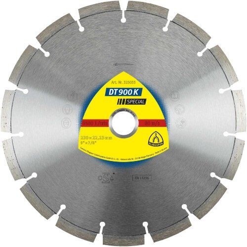  Klingspor Special DT 900 K Diamanttrennscheiben, Standardverzahnung DT 900 K Diamanttrennscheiben 115 x 2,4 x 22,23 mm 8 Segmente 33 x 2,4 x 12 mm Standardverzahnung 12460714