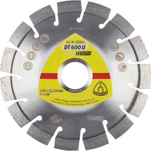  Klingspor Supra DT 600 U Diamanttrennscheibe DT 600 U Diamanttrennscheiben 125 x 2,4 x 22,23 mm 15 Segmente 20 x 2,4 x 9 mm Kurzverzahnung 12460841