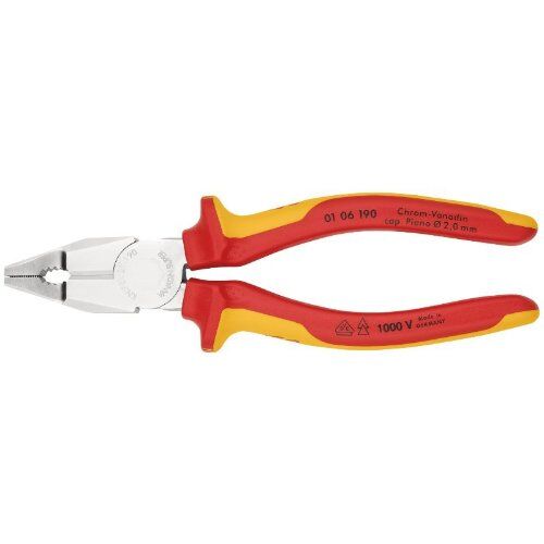  Kombizangen Chrom-Vanadin KNIPEX 01 06 190 Kombizange Chrom-Vanadin isoliert mit Mehrkomponenten-Hüllen, VDE-geprüft verchromt 190 mm 12381034