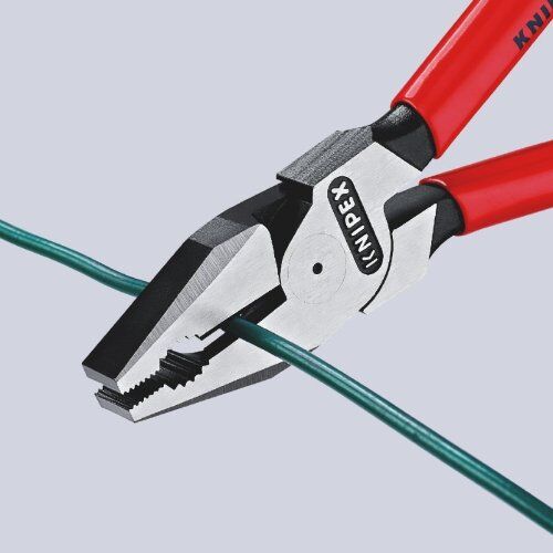  Kraft-Kombizangen KNIPEX 02 02 225 Kraft-Kombizange mit Mehrkomponenten-Hüllen schwarz atramentiert 225 mm 12381036