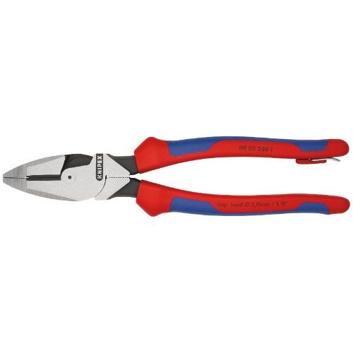  Kraft-Kombizangen "Lineman's Pliers" amerikanisches Modell KNIPEX 09 02 240 T Kraft-Kombizange "Lineman's Pliers" mit Befestigungsöse amerikanisches Modell mit Mehrkomponenten-Hüllen, mit integrierter Befestigungsöse zum Anbringen einer Absturzsicherung schwarz atramentiert 240 mm 12381057