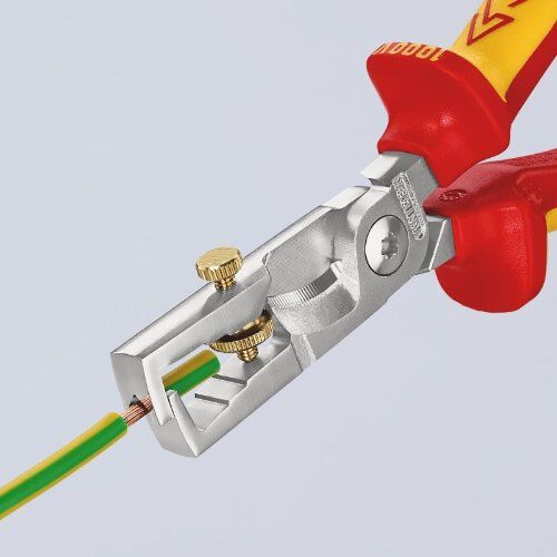  KNIPEX StriX® Abisolierzangen mit Kabelschere KNIPEX 13 66 180 StriX® Abisolierzangen mit Kabelschere isoliert mit Mehrkomponenten-Hüllen, VDE-geprüft verchromt 180 mm 12380366