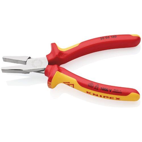  Greifzangen KNIPEX 20 06 160 Flachzange isoliert mit Mehrkomponenten-Hüllen, VDE-geprüft verchromt 160 mm 12380245