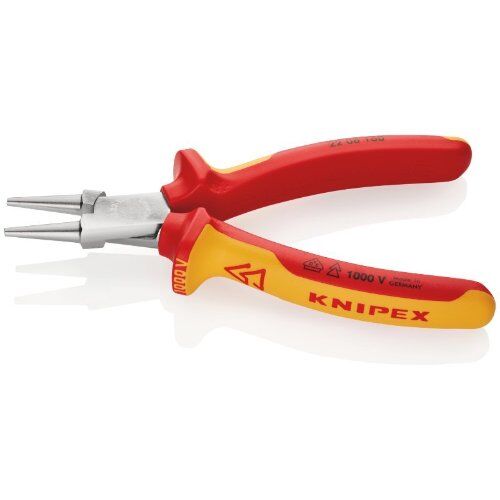  Greifzangen KNIPEX 22 06 160 Rundzange isoliert mit Mehrkomponenten-Hüllen, VDE-geprüft verchromt 160 mm 12380244