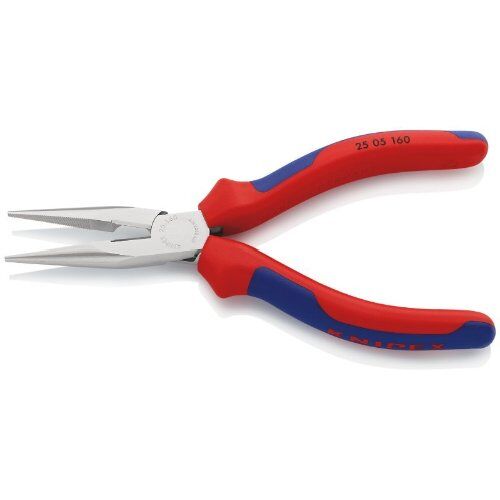  Flachrundzangen mit Schneide (Radiozangen) KNIPEX 25 05 160 Flachrundzange mit Schneide (Radiozange) mit Mehrkomponenten-Hüllen verchromt 160 mm 12380846