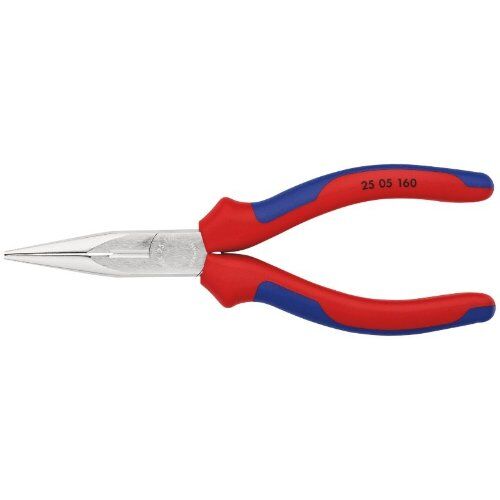  Flachrundzangen mit Schneide (Radiozangen) KNIPEX 25 05 160 Flachrundzange mit Schneide (Radiozange) mit Mehrkomponenten-Hüllen verchromt 160 mm 12380846