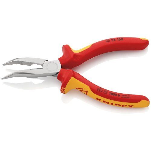  Flachrundzangen mit Schneide (Radiozangen) KNIPEX 25 26 160 Flachrundzange mit Schneide (Radiozange) isoliert mit Mehrkomponenten-Hüllen, VDE-geprüft verchromt 160 mm 12380849
