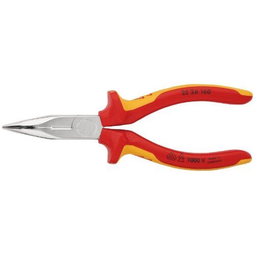  Flachrundzangen mit Schneide (Radiozangen) KNIPEX 25 26 160 Flachrundzange mit Schneide (Radiozange) isoliert mit Mehrkomponenten-Hüllen, VDE-geprüft verchromt 160 mm 12380849