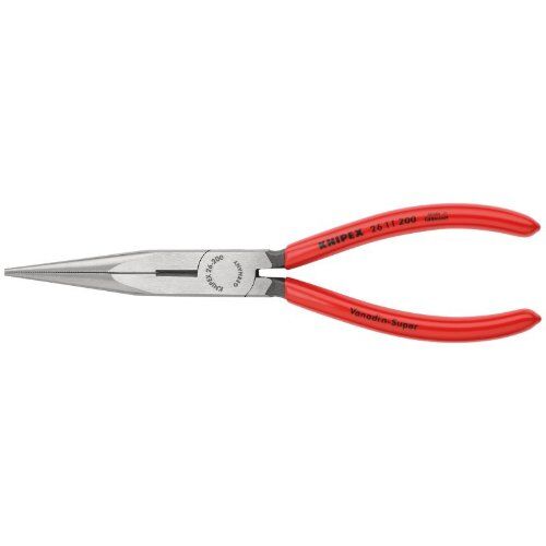  Flachrundzangen mit Schneide (Storchschnabelzangen) KNIPEX 26 11 200 Flachrundzange mit Schneide (Storchschnabelzange) mit Kunststoff überzogen schwarz atramentiert 200 mm 12380829