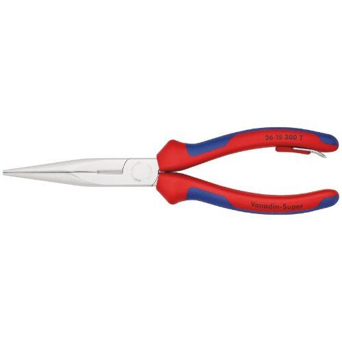  Flachrundzangen mit Schneide (Storchschnabelzangen) KNIPEX 26 15 200 T Flachrundzange mit Schneide (Storchschnabelzange) mit Mehrkomponenten-Hüllen, mit integrierter Befestigungsöse zum Anbringen einer Absturzsicherung verchromt 200 mm 12380823