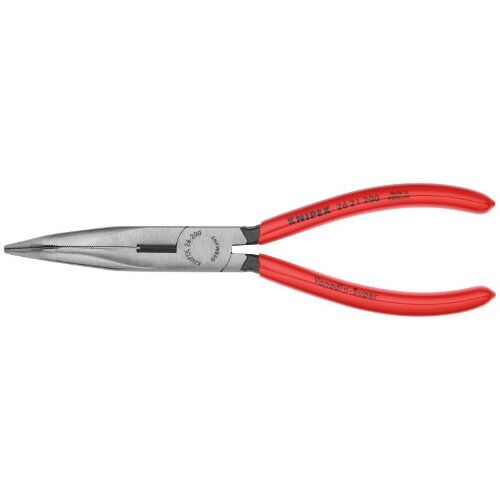  Flachrundzangen mit Schneide (Storchschnabelzangen) KNIPEX 26 21 200 Flachrundzange mit Schneide (Storchschnabelzange) mit Kunststoff überzogen schwarz atramentiert 200 mm 12380826